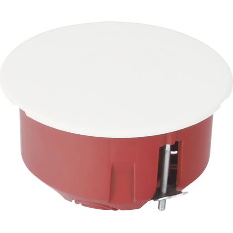 Boîte d’encastrement plate 100 mm pour plaque de plâtre avec couvercle blanc et vis, rouge – EDO Technic