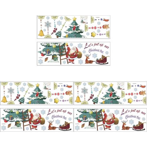 6 Pièces Stickers Fenêtre PVC Noël Décoratifs Amovibles Autocollants pour Vitres Maison Fête Hiver (1/5)