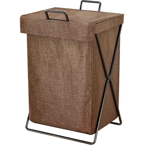 Cesta de lujo para guardar ropa sucia, mueble para guardar ropa sucia, estante para inodoro, cesta para la ropa sucia, organizador de ropa (color negro y café)