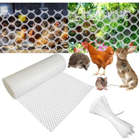15.7IN x 10 FT Grillage de clôture en plastique pour poulailler, grillage pour le jardinage, clôture de volaille, grillage blanc, filet hexagonal en plastique pour volaille