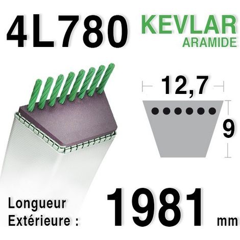Courroie trapézoidale 12,7 mm x 1981 mm – Résistante à l'humidité et aux huiles – Pour tondeuses AYP, Husqvarna, Simplicity, Countax