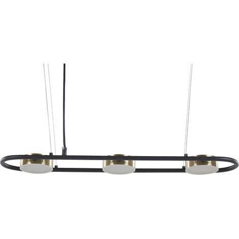 Lámpara de techo LED de metal negro latón 3 luces forma geométrica riel Mali