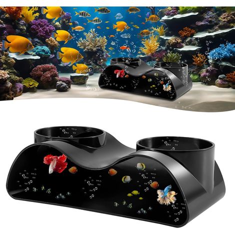 Koop één, krijg één gratis,Aquarium Tunnel Ondergronds met 2 Ingangen - Aquariumschuilplaats voor Vissen en Garnalen om te Kweken - Tankgrotdecoratie Verbergaccessoires van Plastic, Zwart (1/5)