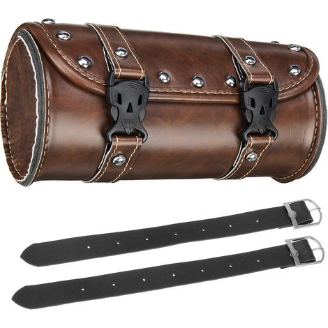 Motorcycle Front Fork Tool Bag Saddle Bag Brown For Chopper Bobber (1/5)