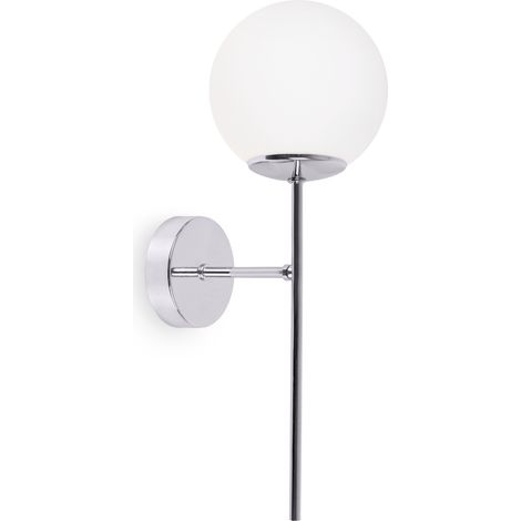 LAMPADA DA PARETE SIENA CROMO 1 PARALUME BIANCO PIATTO E14 (1/5)