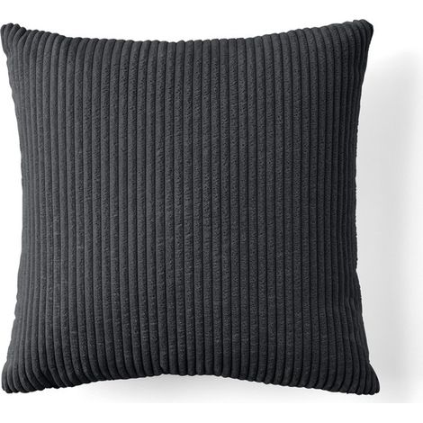 Selma - coussin - en velours côtelé - 50x50 cm - gris foncé (1/4)
