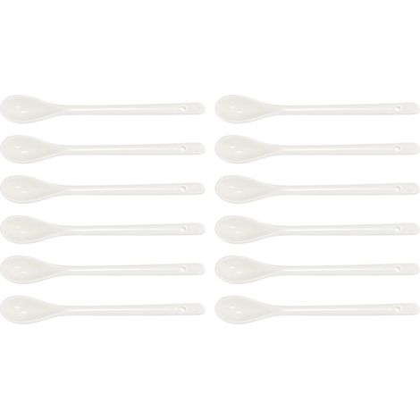 Lot de 12 Cuillères à Café en Céramique Hbone 16,5 Cm, Cuillères à Mélanger Lisses, Manches Longs, Adaptées à Boissons, Desserts et Cafés, Ustensiles Cuisine Pratiques, Service (1/5)