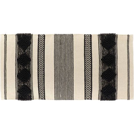 Tapis de salle de bain en coton Naturel & Noir 45 x 90 cm - TENDANCE (1/3)