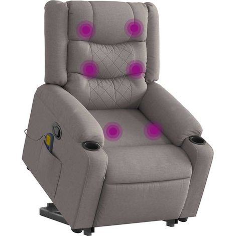 Fauteuil inclinable de massage-Chaise de relaxation-Fauteuil Relax Taupe Tissu 148072 (1/5)