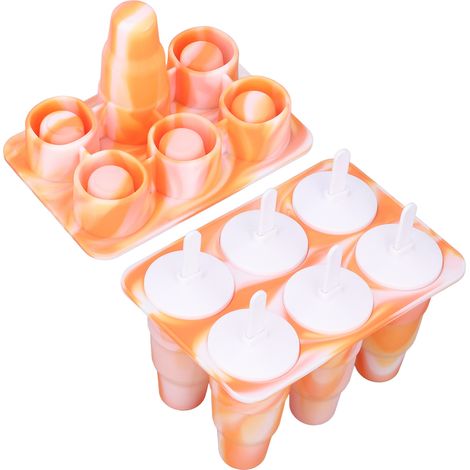 Moule à glace en silicone couleur café à 6 compartiments pour une utilisation domestique, pour la fabrication de glaces à l'eau, de crèmes glacées et de bâtonnets glacés. (1/5)