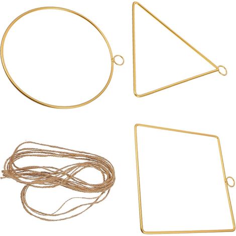Cadres de Couronnes en Métal pour Décoration Murale DIY, Lot de 3, Surface Lisse, Forme Géométrique, pour Loisirs Créatifs et Affichage (1/5)