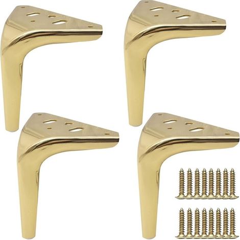 Lot de 4 pieds (15 cm, doré) de meubles en métal  Pieds de canapé modernes triangulaires en métal  Pieds de canapé de rechange pour armoire, chaise, ottomane (1/5)