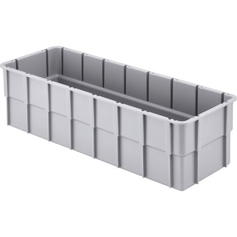 Alutec – Bac de rangement empilable 362 x 131 x 101 mm – Gris – 1 pièce – Pour espaces confinés et chantiers humides (1/2)