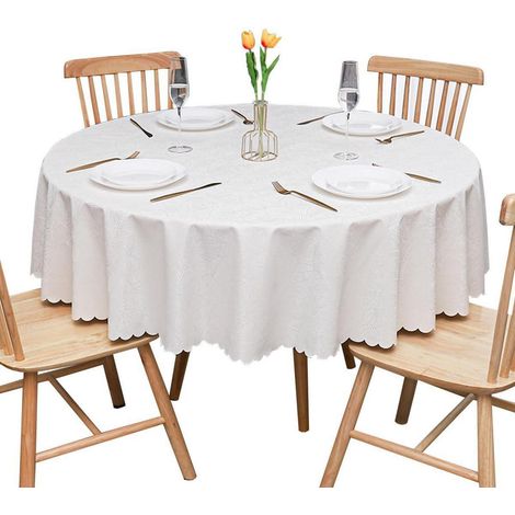 Nappe ronde 180 cm Blanc, antitache, imperméable, lavable