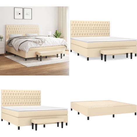 Boxspringbett mit Matratze Creme 180x200 cm Stoff - Boxspringbett - Doppelbett - Cremefarbenes Bett - Bettrahmen - Matratze - Home & Living (1/5)