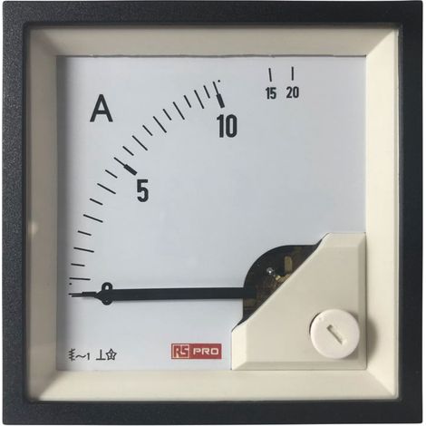 Ampèremètre analogique de panneau V c.a. RS PRO, Echelle 20 (Input)A, 72mm x 72mm ( Prix pour 1 ) (1/3)