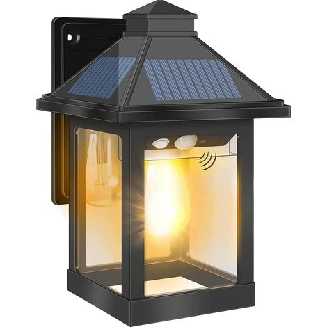 1 Lampe Solaire Extérieure Vintage, Détecteur De Mouvement PIR, 3 Modes Éclairage LED, IP65 Imperméable, Pour Jardin Cour Patio