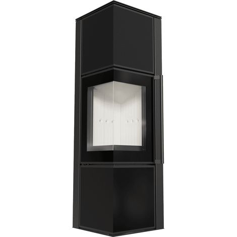 Kaminofen aus Stahl KRATKI TORA/M 8 kW Ø 150 Quarzsinter Nero Assoluto mit Türfeder (1/5)