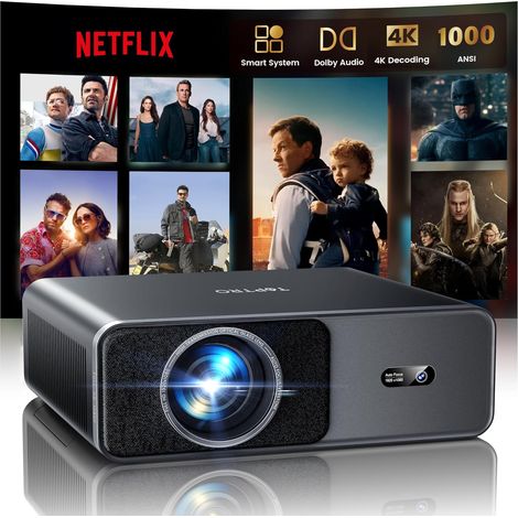 4K Video Projector【1000ANSI/Compatible with Netflix/Dolby】 Portable AI Auto Focus Video Projector/Keystone WiFi6 Bluetooth, Projector 1080P FHD, Overhead Projector 4k Outdoor Zoom 50% Home Cinema (1/5)