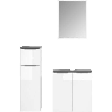 Set mobili bagno Otis, Bianco, 3 parti, Vicco