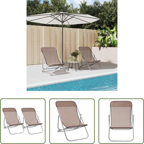 Chaise de jardin -  Chaises plage pliantes lot de 2 textilène acier enduit poudre (1/5)