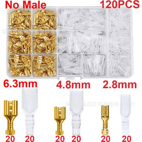 120PCS Bullet Connecteurs Kit Or Bullet Mâle et Femelle Bornes de Fil Connecteur avec Couverture D'isolation pour Moto Moto Voiture Bateaux Électrique Instruments (1/5)