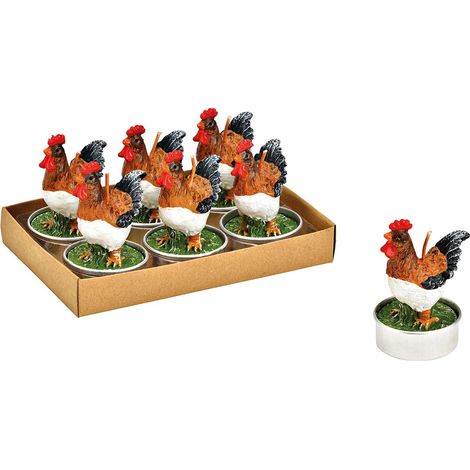 Bougies chauffe-plat Poule en cire Set de 6