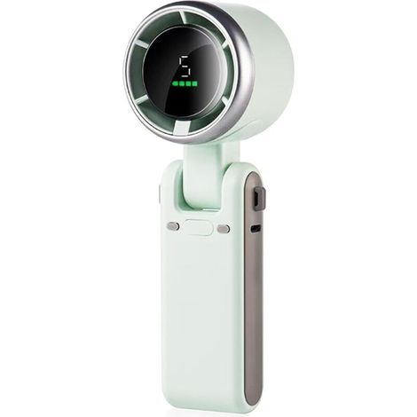 YMYNY 5000MAH Portable Folding Portable Mini Turbo Fan 5 Adjustable Speeds Portable Digital Display Fan (Green)