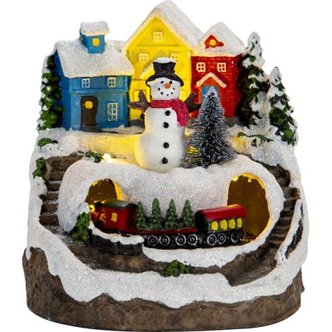 Maison de Noël illuminée avec lumière LED et musique, ornements électroniques, boîte cadeau musicale, décoration de Noël, figurine en résine