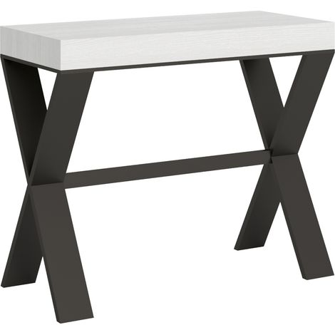 Consolle allungabile 90x40/300 cm Xenia Bianco Frassino telaio Antracite (1/5)