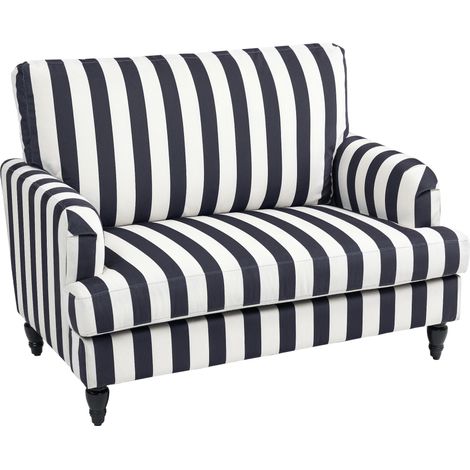 Fauteuil lounge large en velours rayé avec ressorts en forme de S, 115 x 82 x 82 cm, noir et blanc