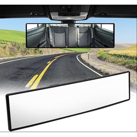 Rétroviseur Intérieur, 285x70mm Miroir Voiture Grand Angle, Retroviseur Panoramique Interieur Universel, Retroviseur Conduite Accompagnée, Anti-éblouissant pour Voitures, Camions (1/5)