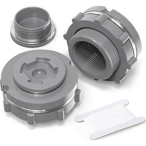 2 pièces raccord Passe-cloison en PVC 1" BSP, raccord Adaptateur Noir pour réservoir d'eau avec Bouchons et Joint pour citernes pluviales, Aquariums, bassins (1/5)
