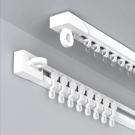 Selbstklebende, weiße Gardinenschiene 140 cm, Deckenmontage ohne Bohren für Gardinen, Dusche, Raumteiler, abgehängte Decken