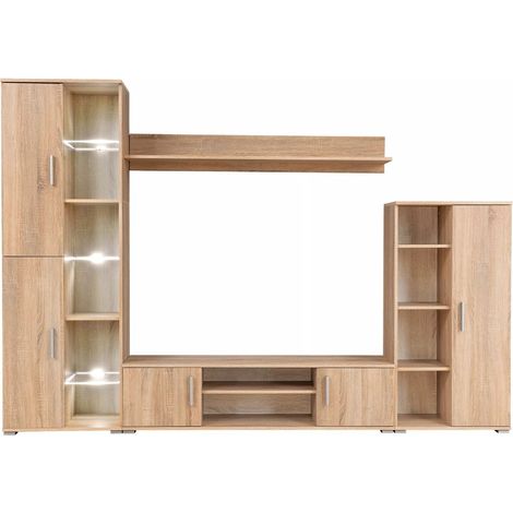 Pratico mobile TV/credenza di design con luci a LED finitura marrone rovere Sonoma 2502054