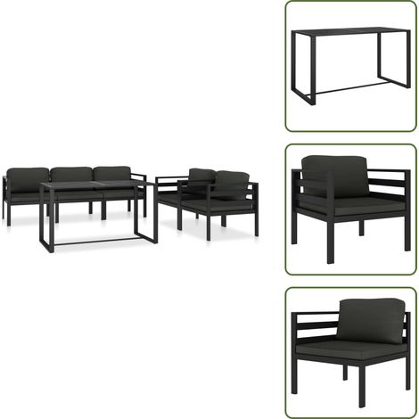 Cojines para sofás - vidaXL Set muebles de jardín 6 pzas y cojines aluminio gris antracita - Muebles modulares