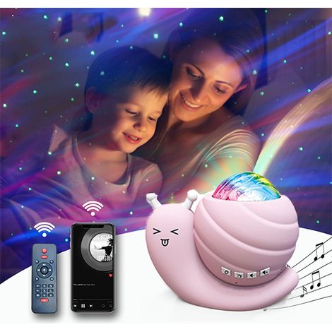 Projecteur d'aurores boréales, projecteur de galaxie d'étoiles d'escargot avec haut-parleur Bluetooth et télécommande (rose) (1/5)