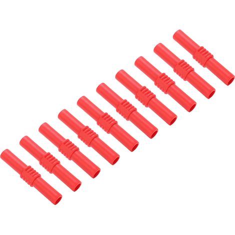 Lot de 10 adaptateurs banane femelle-femelle 4 mm isolés PVC laiton pour appareils électroniques et électroménager, 30Vca-60Vcc 10A (1/5)