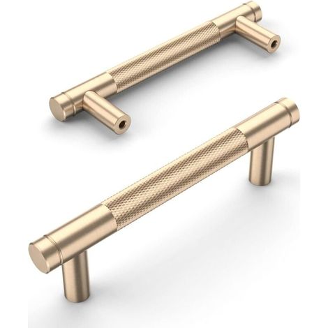 2 Poignées de Meuble Cuisine Doré 96mm avec Vis pour Armoires Tiroirs Placards Bureaux (1/4)