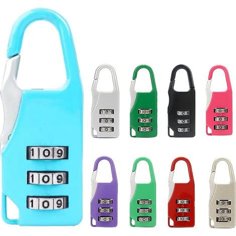 Lot de 9 mini cadenas à combinaison à 3 chiffres - Réinitialisable - 9 couleurs (1/5)