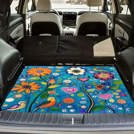 Tapis pour coffre de voiture, tapis de protection contre la poussière, résistant à l'usure et à la saleté, facile à entretenir - 75 x 100cm [Velours cristal, fond en plastique]
