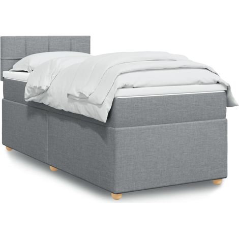 Boxspringbett mit Matratze Hellgrau 90x200 cm Stoff