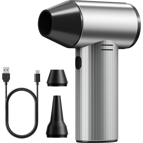 Druckluftventilator mit 90.000 U/min – leiser bürstenloser Motor, 2500 mAh USB-C-Akku-Lüfter, 3-Gang-Trockenluftbombe, leistungsstarker Mini-Akku-Lüfter für die Reinigung von PC/Auto/Tastatur