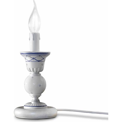 Lumetto Classico Sanremo Metallo E Ceramica Bianco Sfumato Argento 1 Luce E14 (1/5)