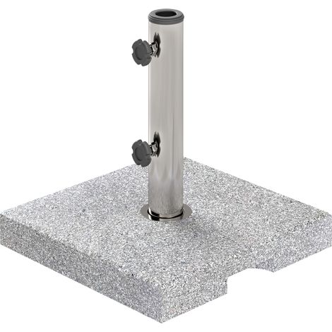 Base per Ombrellone Quadrata in Granito da 21 kg con Maniglie e 2 Manopole Regolabili, Grigio