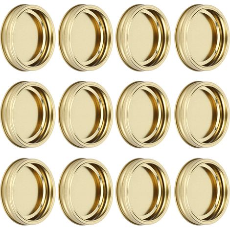 Lot de 12 couvercles ronds étanches en acier inoxydable pour bocaux en verre (XH00179 Or) (1/5)