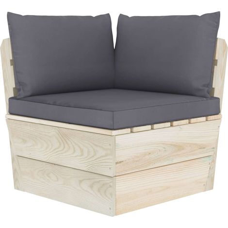 Canapé d'angle palette de jardin，Canapé d'extérieur，Sofa de jardin avec coussins Épicéa imprégné CFW427918 (1/5)
