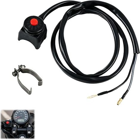 Interrupteur Guidon Moto 22 mm 7/8 Pouces,Bouton Switch et Klaxon,Interrupteur Marche/Arrêt pour Moto,Dirt Bike,Quad et Motoneige,ABS,2 Fils,Noir