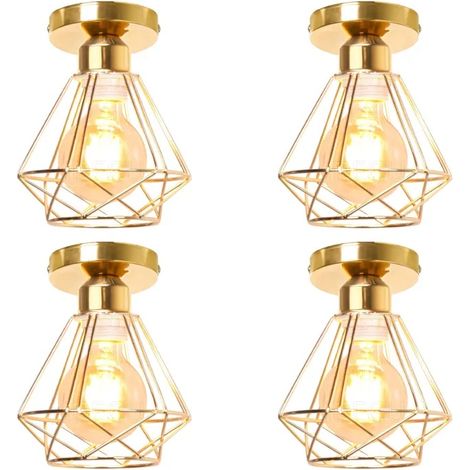 4x Plafonnier Industriel Moderne,16cm Lustre Suspension Vintage en Métal E27 Éclairage de Plafond Design Cage Abat-jour Rétro (1/5)