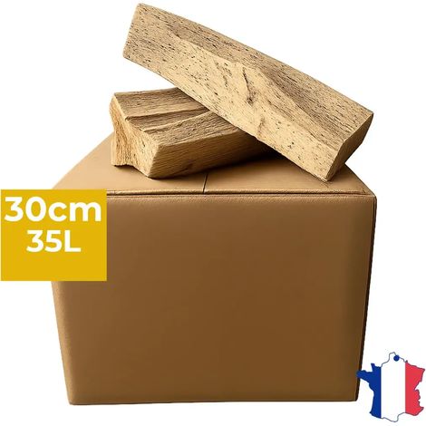 J'ENVOIE DU BOIS - Bois de Chauffage 30cm - Carton de 35 litres - Bûches Extra sèches (étuvées) - Poêle, Insert cheminée, brasero, Barbecue, Four à Pizza - Mélange Bois durs (hêtre, chêne, frêne) (1/2)